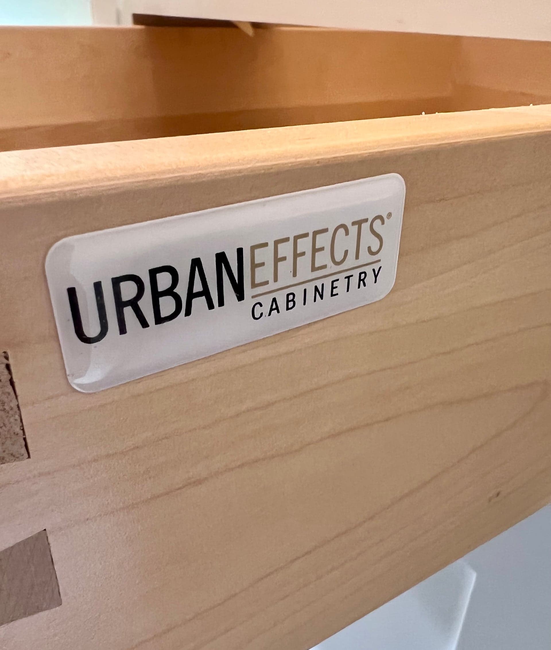 Urban Effects solid maple dovetail drawer box construction detail